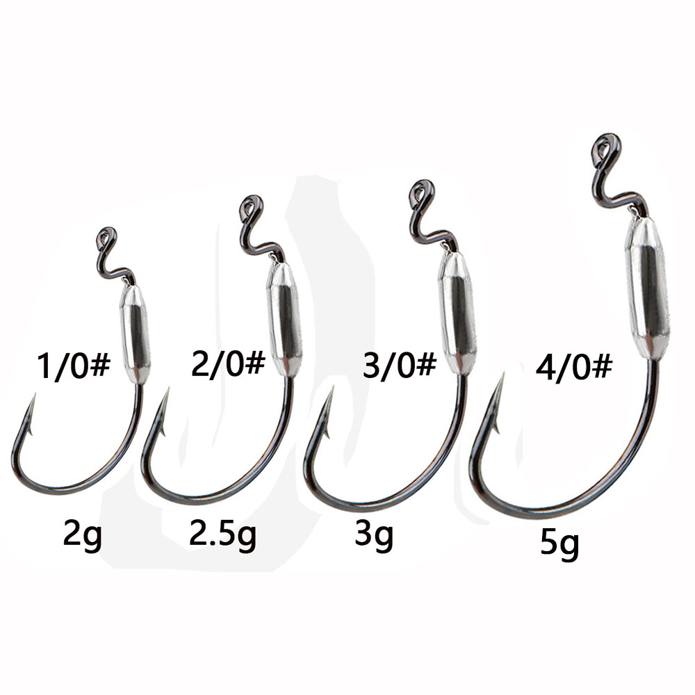 5pcs Soft Worm Lure 1/0# 2/0#  - огляд і ціна Fishing Hook Offset