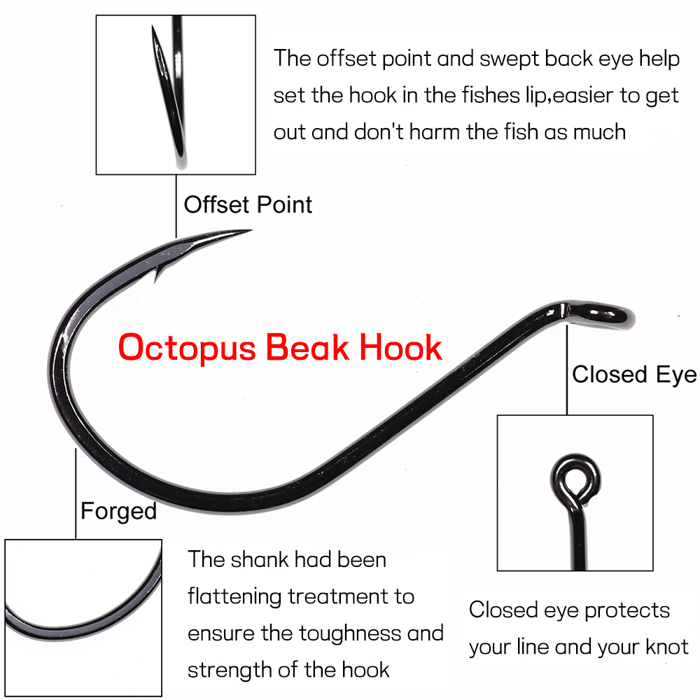 Bimoo 20pcs Offset Octopus Bea - огляд і ціна Fishing Hook Offset