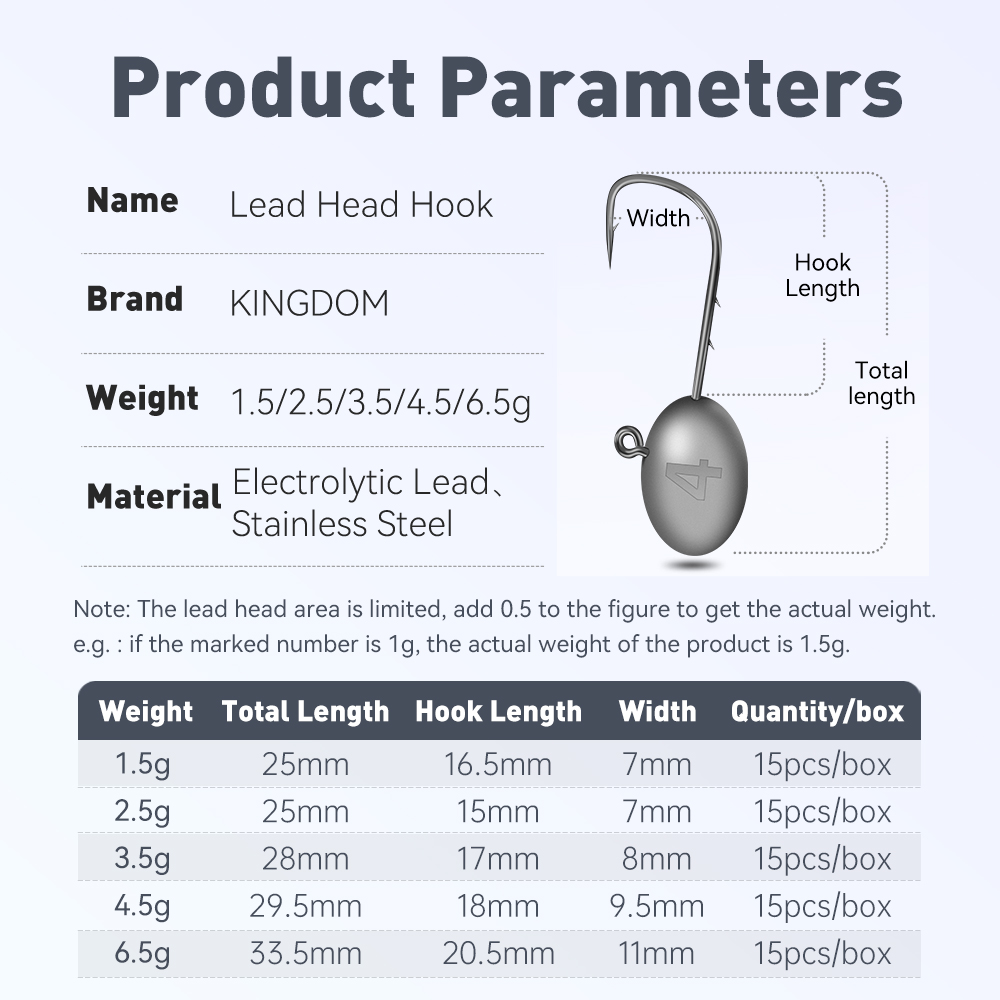 Kingdom 15pcs Lead Head Hook F - огляд і ціна Fishing Hook Offset